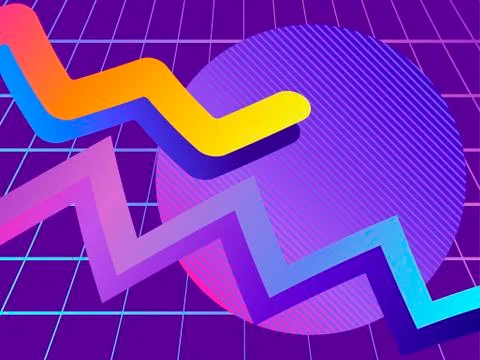 Liquid wave, violet gradient. Modern trend background. Synthwave, futurism ba Illustrazione stock