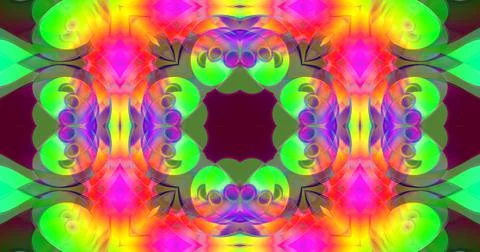 Liquid Waves Mandala Abstract Pattern Background Kaleidoscope Neon 스톡 일러스트