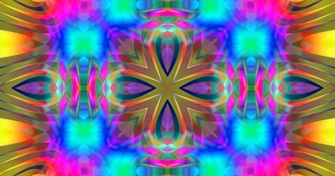 Liquid Waves Mandala Abstract Pattern Background Kaleidoscope Neon Stock Illustration