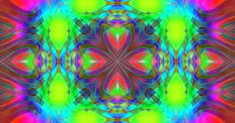 Liquid Waves Mandala Abstract Pattern Background Kaleidoscope Neon Illustrazione stock