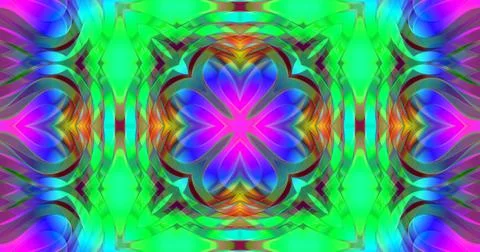 Liquid Waves Mandala Abstract Pattern Background Kaleidoscope Neon Stock Illustration