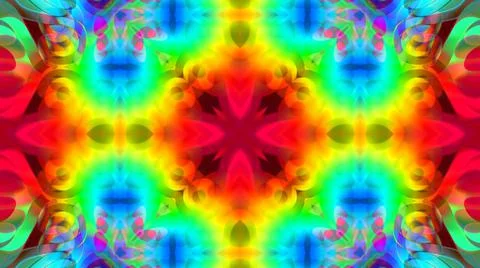 Liquid Waves Mandala Abstract Pattern Background Kaleidoscope Neon Illustrazione stock