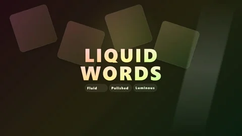 Liquid Words Typography Animation Luminous Fluid Text Transparent Squares 库存影片 332695252