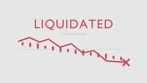 Liquidated Text with Falling Trading Chart in a 2D Loop Stock Footage 346711138