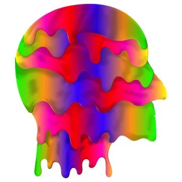 Liquify head vector. Dripping fluid in form of head in full color spectre Stock Illustration