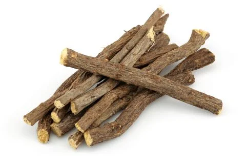 Liquorice root on white background Foto stock