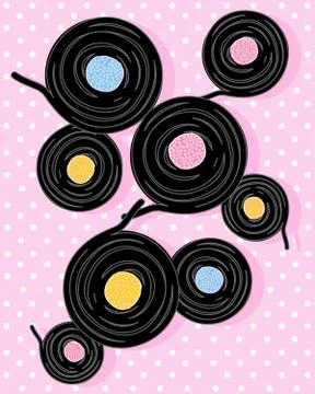Liquorice spirals Illustrazione stock