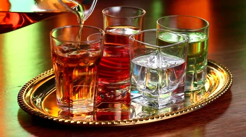 Liquors served on a tray Видео 3670404