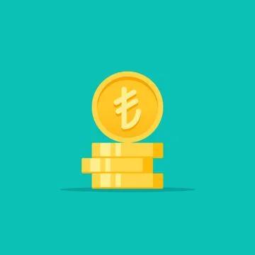 Lira golden coins stack flat style vector illustration Stock Illustration