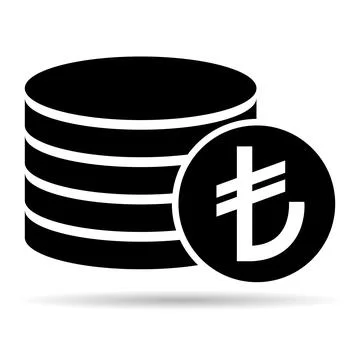 Lira stack shadow coin, flat icon money design, cash sign vector illustration Stock Illustration