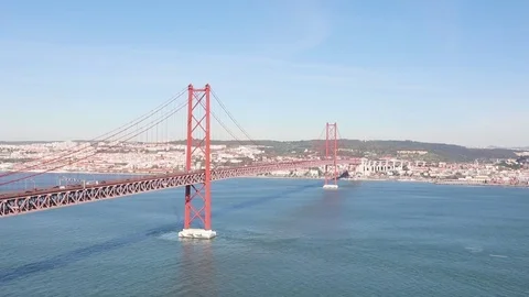 Lisbon, 25 de Abril bridge in Lisboa, Portugal Stock Footage 84026721