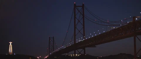 Lisbon Bridge at night Stock Footage 150834988