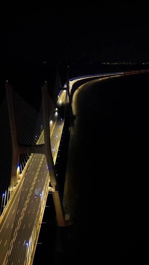 Lisbon bridge at night Stock Footage 280262850