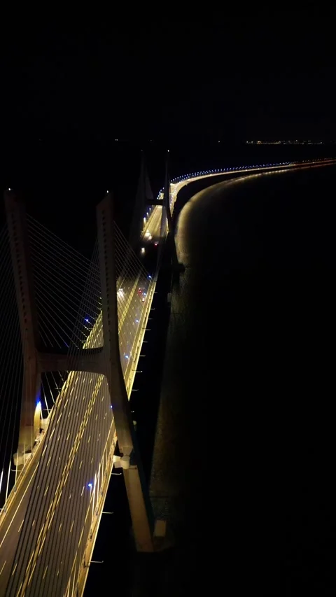 Lisbon bridge at night Stock Footage 280262895
