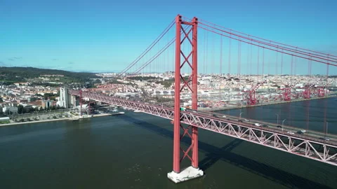 Lisbon Bridge, Ponte 25 de Abril Video stock 269666548
