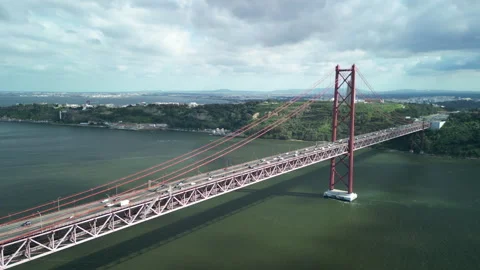 Lisbon Bridge, Ponte 25 de Abril Stock Footage 269674100