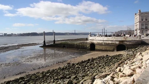 Lisbon Cais das Colunas Stock Footage 95626669