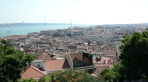 Lisbon city overview Stock Footage 25937491