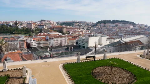 Lisbon city panoramic view of park in Amafla district and the Tagus river on a 스톡 동영상 132200932