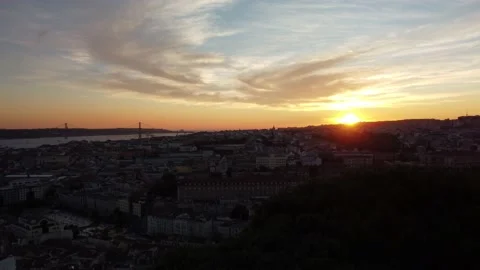 Lisbon City Tejo River Sunset From the bottom up No.2 Video stock 167452991