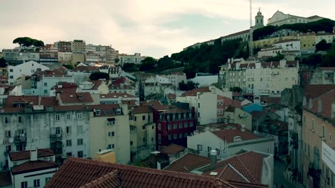 Lisbon City Tejo River Sunset From the bottom up Video stock 167453036