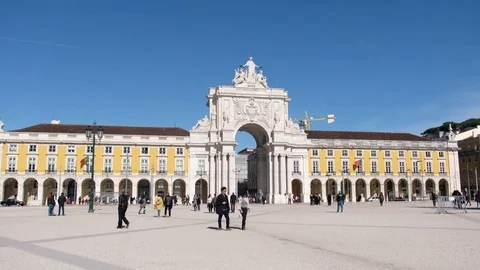 Lisbon Comercio square 스톡 동영상 73133108