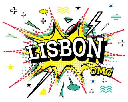 Lisbon Comic Text in Pop Art Style Isolated on White Background. Stockillustratie