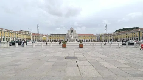 Lisbon Commerce Square panoramic Stock Footage 147196783