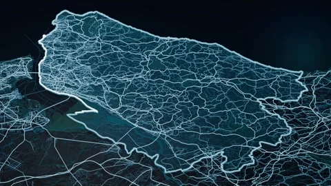 Lisbon District Portugal Digital Map Highlight 4K Stock Footage 337982540