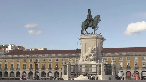 Lisbon - Dom Jose Statue at Praça do Comércio (2017) Video stock 77198358