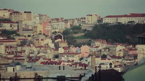 Lisbon dusk Stock Footage 10881387