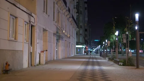 Lisbon Empty Downtown Streets Video stock 204850391