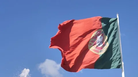 Lisbon Flag Slow Motion Stock-Footage 86904847