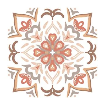 Lisbon geometric Azulejo tile vector pattern, Portuguese or Spanish retro old Illustrazione stock