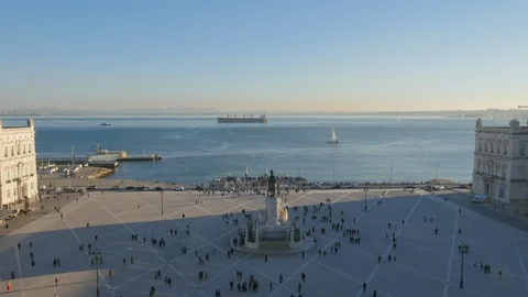 Lisbon harbor blue time lapse Video stock 122285752