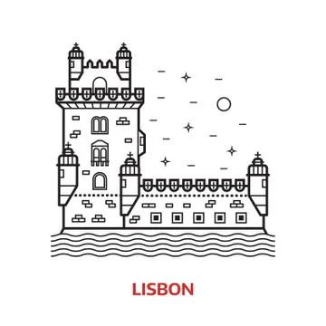 Lisbon Landmark Vector Illustration Stock Illustration