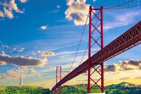 Lisbon landscape at sunset Stock Photos
