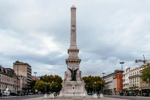 Lisbon Monument to the Restorers Stock Photos