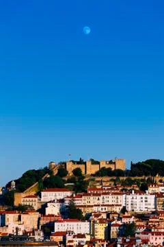 Lisbon moon Stock Photos