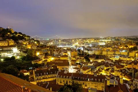 Lisbon at night Stock Photos