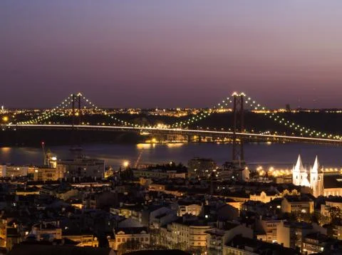 Lisbon night view Stock Photos