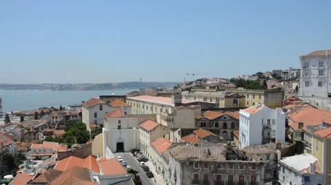 Lisbon over the roofs Stock Footage 25928578