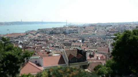 Lisbon overview with tilt-shift effect Video stock 25936506