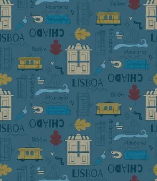 Lisbon pattern seamless design graphic Stock Illustration