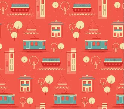 Lisbon pattern seamless design graphic Stock Illustration