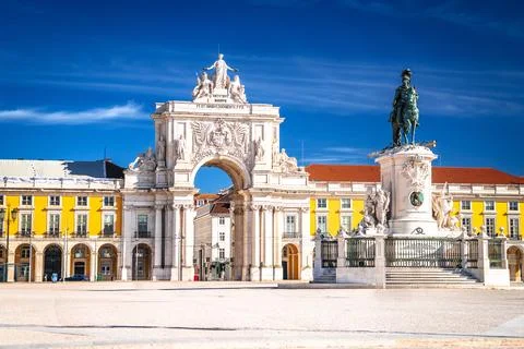 Lisbon, Portugal. Praca do Comercio historic seafront square in Lisbon Stock Photos