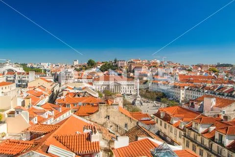 Lisbon, Portugal, skyline from Santa Justa Lift Stock Photos