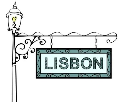 Lisbon retro vintage lamppost pointer Illustrazione stock