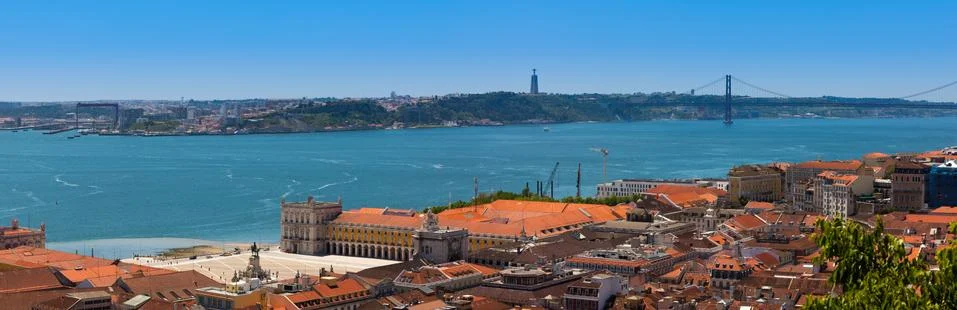 Lisbon an the river Tejo Stock Photos