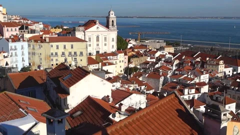 Lisbon Rooftops and Tagus River View from Miradouro do Recolhimento Video stock 324943417